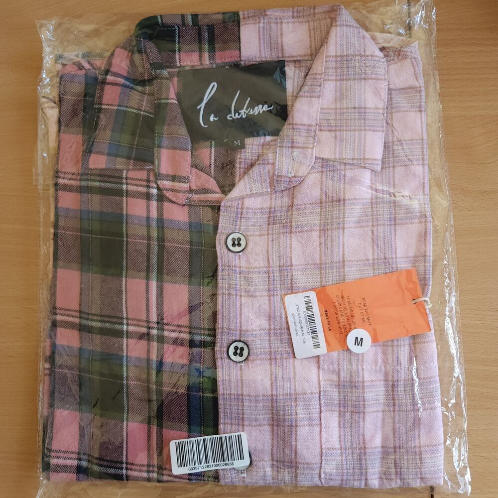 LA DETRESSE Scorpio Flannel plaid colorblock button down up shirt Size M NEW - Picture 8 of 9